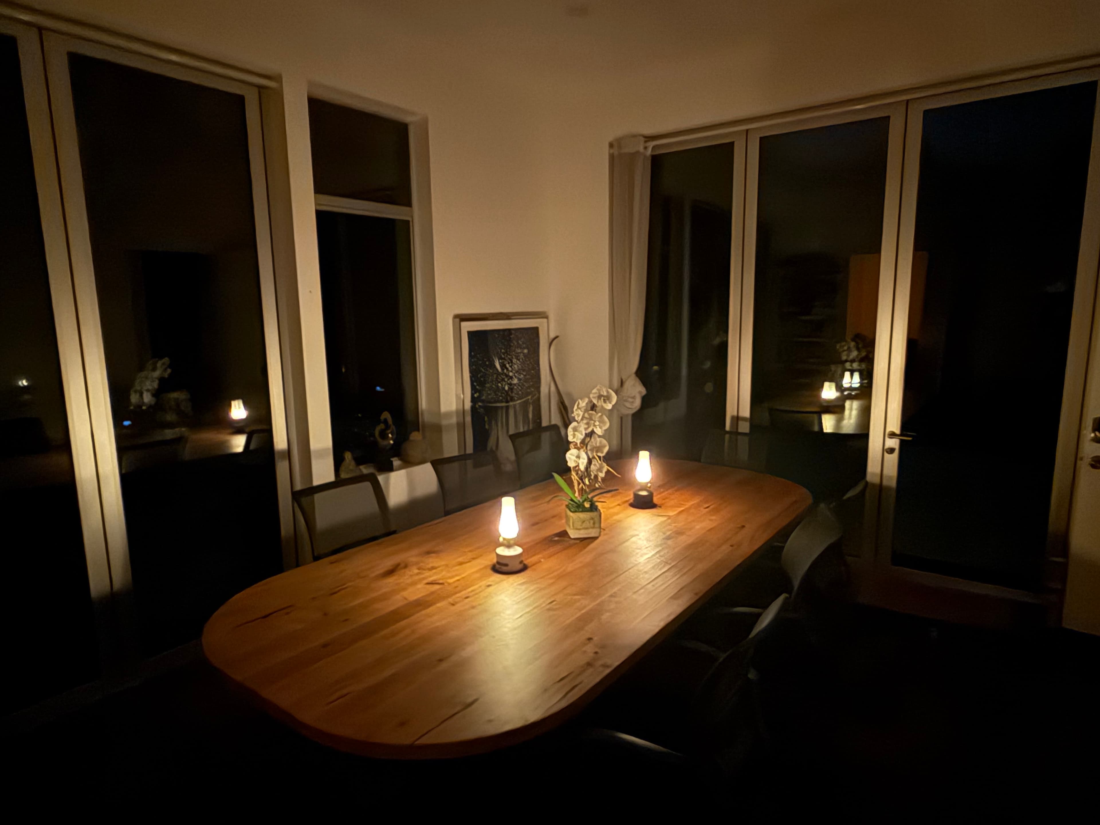 Board room at night inside the house.